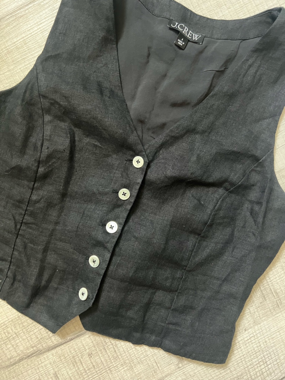 J. CREW Linen Black Women's Button-Front Vest Small - Picture 9 of 13